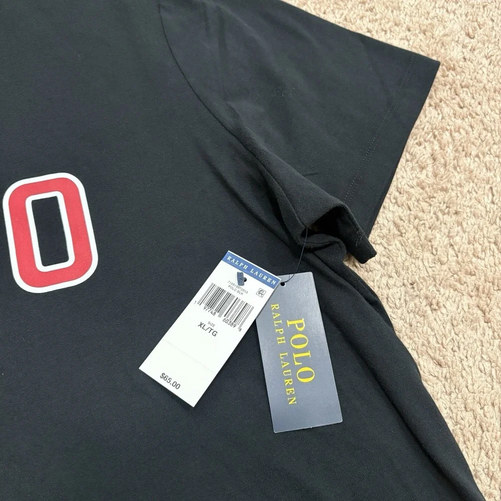 NWT Polo Ralph Laueren Big Pony Polo T-Shirt Mens XL Black Spellout Logo Tee NEW